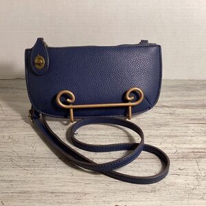 Mia & Tess Crossbody Purse Blue Pebbled Texture
